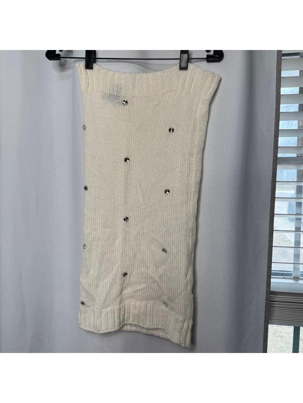 Victoria's Secret Women's Knit Winter Scarf w Crystal Studs Cream